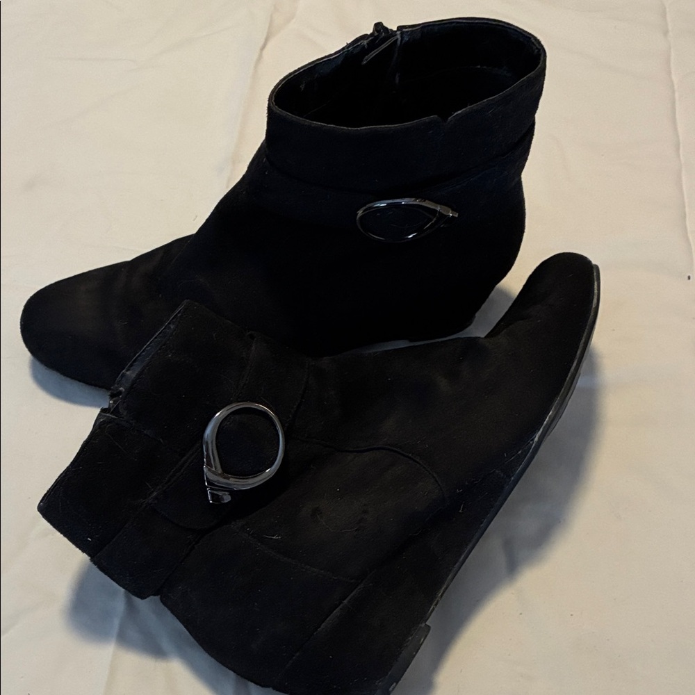 Impo Black Ankle Booties with Silver Buckle